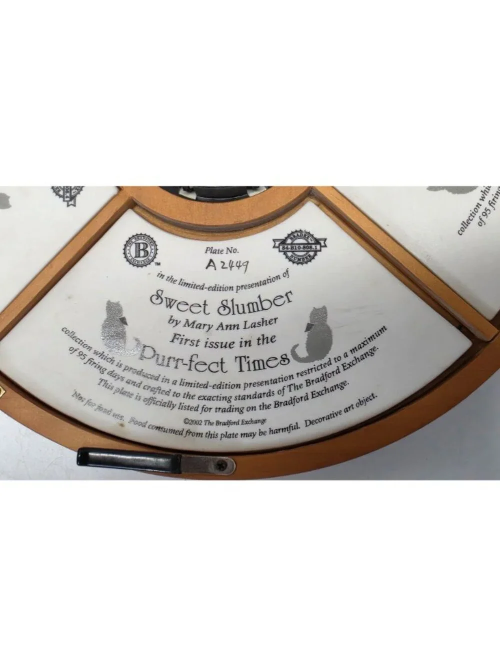 Bradford Exchange Purr-fect Times Cat Wall Clock Mary Ann Lasher 4 Plates 2002
